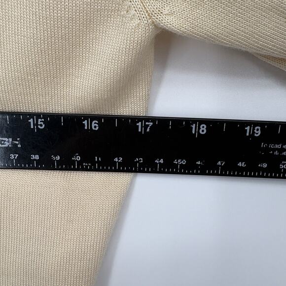 Tory Burch Sweater Medium Ivory Beaded Boho Merino Wool Top - Picture 5 of 7